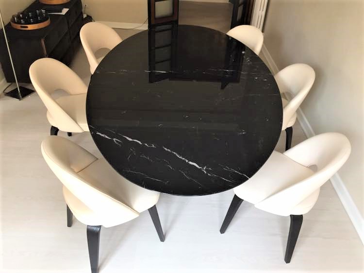 Tavolino Tulipano con piano marmo marquinia nero - Instant Design