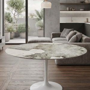 Tavolo Tulip tondo da cm 120 piano gres desert soul soft touch