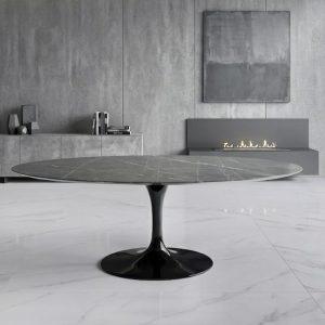 Tavolo Tulip Ovale  Marmo Grafite  cm  180x105