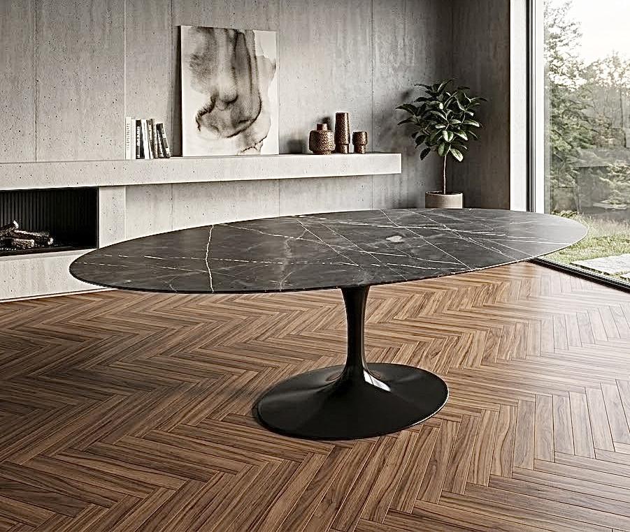 Tavolo Tulip Ovale Marmo Grafite cm 180x105