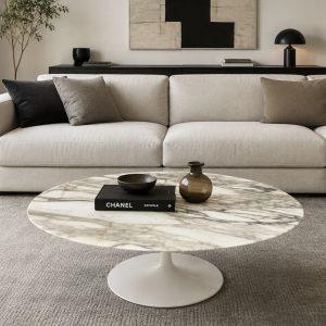Tavolino Tulip basso marmo calacatta oro cm 120 x 80